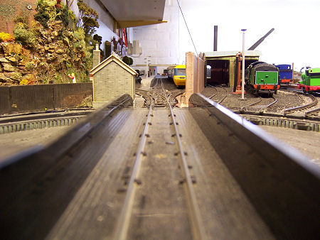 Looking down the length of Michel Delving station from the turntable.