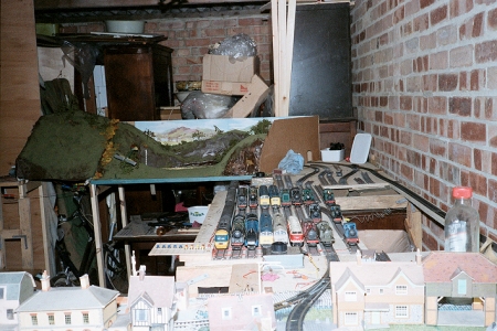 View of the fiddle yard, with all the engines present.